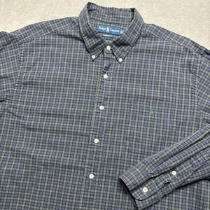 VTG Ralph Lauren Button Down Shirt Mens XXL Blackwatch Plaid Classic Fit Purple